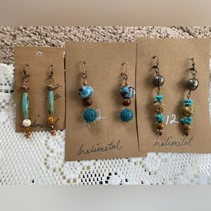3 pairs of handmade earrings